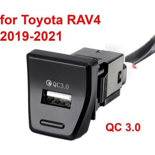 QC3.0 Car USB Charger Socket For Toyota RAV4 2019 2020 2021 Central Control Position Led Backlight Switch Bouton Fast Charging