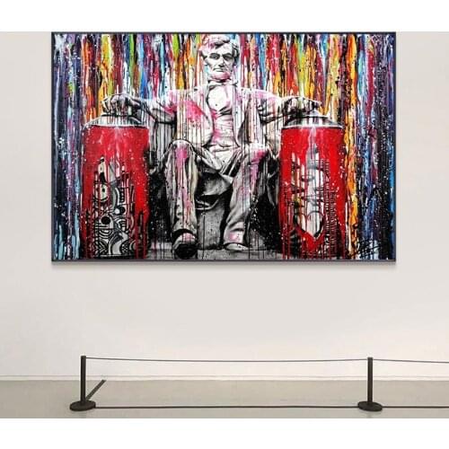 Modern Street Griffiti Art Portrait Posters and prints Wall Art President Lincoln Picture for Living Room Cuadros Home Decor
