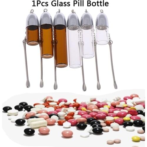 36mm/57mm/72mm Glass Snuff Snorter Bottle Pill Box With Metal Spoon Bullet Sniffer Container Storage Dispenser Pill Case