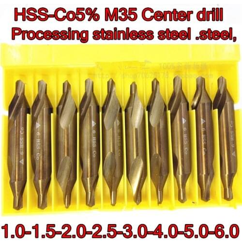 1.0-1.5-2.0-2.5-3.0-4.0-5.0-6.0mm HSS-Co5% M35 60 degrees Center drill Processing stainless steel .steel, Free shipping
