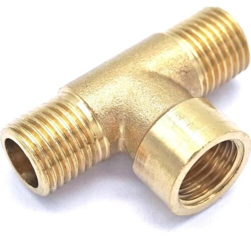 1/4" BSP Male x 1/4" BSP Female x 1/4" BSP male Tee 3 Way Brass Pipe fitting Connector for water fuel gas