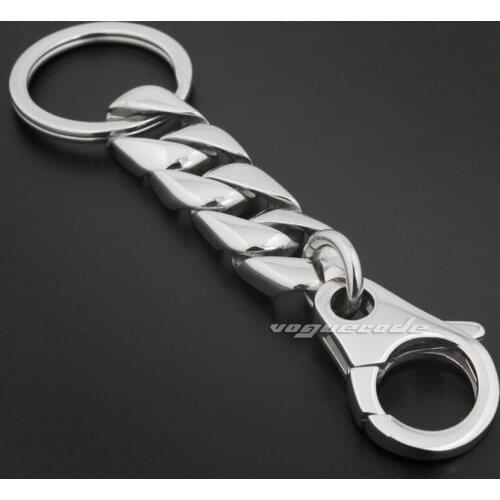 Solid 316L Stainless Stee Mens Biker Rocker Punk KeyRing Keychain 5L019KC