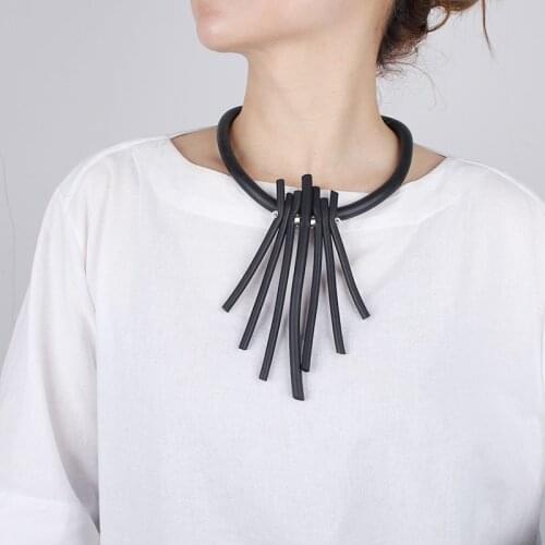 YD&YDBZ DIY Design Rubber Tassel Charms Choker For Ladies Hyperbole Metal Bead Pendant Necklaces Boho Street wear Jewelry Match