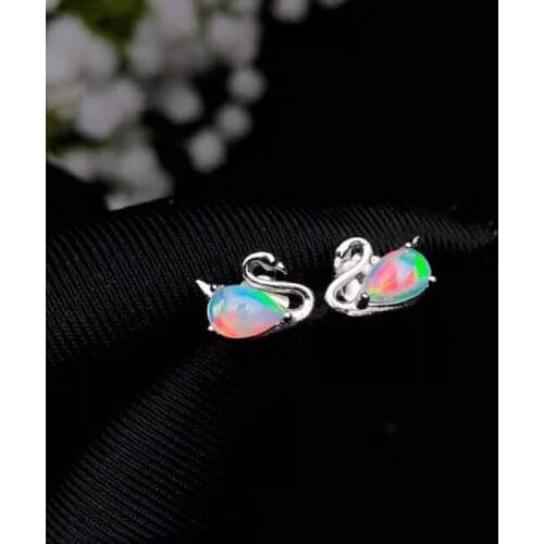 Woman Earring Natural Real OPal Earrings, 925 Sterling Silver Fine Elegant Jewelry for Women