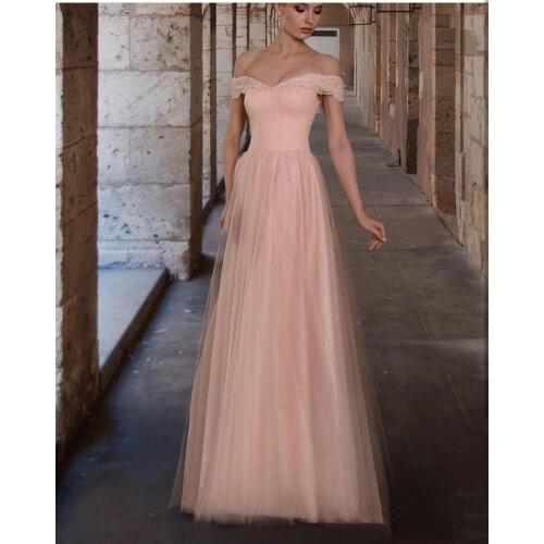 Prom Dress 2020 Pink Cap Sleeve Floor Length Chiffon Tulle Sweetheart Women Party Gowns Formal Gorgeous Custom Made Pleat Cheap
