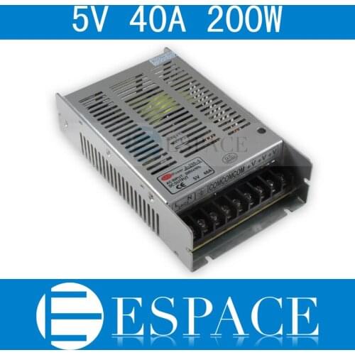 10piece/lot new 5V 40A 200W Switching Power Supply Driver for LED Strip AC 100-240V Input to DC 5V free Fedex