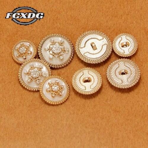 10pcs 20/25mm Golden Clothing Buttons Luxury Rhinestone Buttons for Coat DIY Sewing Supplies Fashion Metal Buttons for Clothing