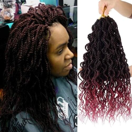 18 inch wavy senegalese twist crochet hair curly end for black women crochet braids senegalese twists