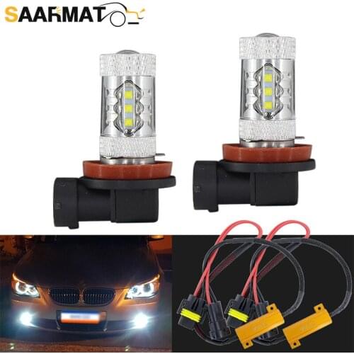 2x CanBus H8 H11 LED Bulbs For Fog Lights No Error For BMW 3/5-Series 328i 335i E39 525 530 535 E46 E61 E90 E92 E93 F10 X3 F25