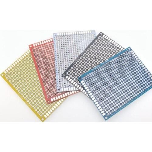 5pcs Colorful 5*7cm Double Side Copper Prototype Pcb Universal Connect Board Cave Plate Circuit DIY Red Yellow Blue White Black