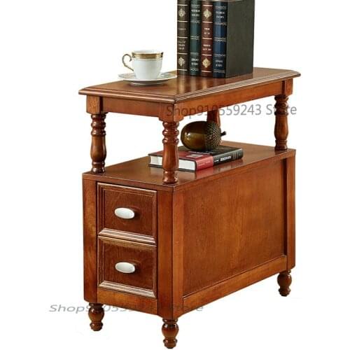 American Sofa Side Table European Corner Table Living Room Storage Side Table Small Coffee Table Simple Solid Wood Side Cabinet