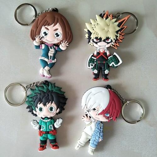 Anime My Hero Academia Keychain Todoroki Shouto Cosplay PVC Double Sided Soft Glue Keychain Key Pendant Jewelry Fans Gift