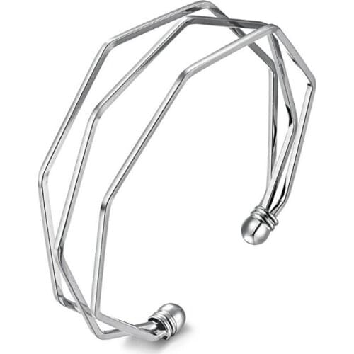 Stainless Steel Geometric Broken Line Men Women Minimalism Fashion Vintage Bracelet Bangle For Him Best Gift