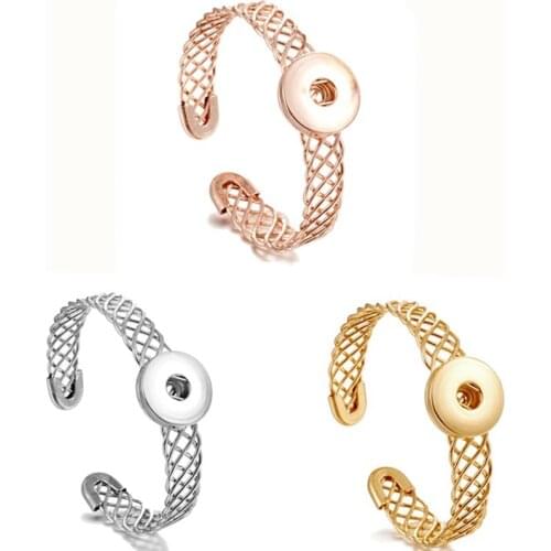 New Trendy Women Bangles Snap Button Bracelets Jewelry Fit 18mm Snap Jewelry Adjustable Elastic Cuff Button Bracelet