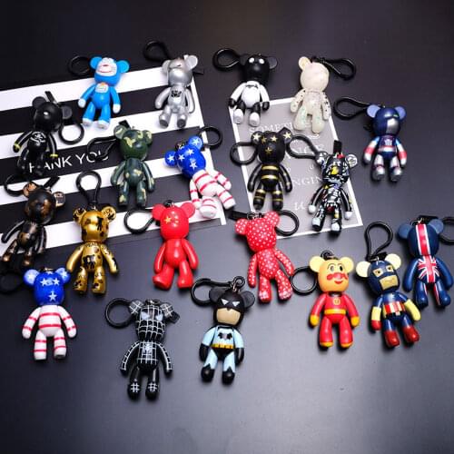 Bearbrick Keychain PVC Bear Model Anime Action Figures The Avengers Spiderman Batman Captain Kawaii Decora Be@rbricks Toys Gift