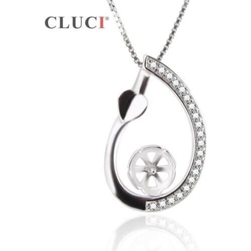 CLUCI Real 925 Sterling Silver Fine Jewelry Water Drop Design Pendant Necklace Jewelry Creative Choker Collars Lady Gift SP184SB
