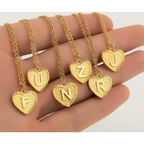 Personalize A-Z Letter Alphabet Pendant Necklace Gold Chain Initial Necklaces for Women Heart Charm Jewelry Choker Best Gifts