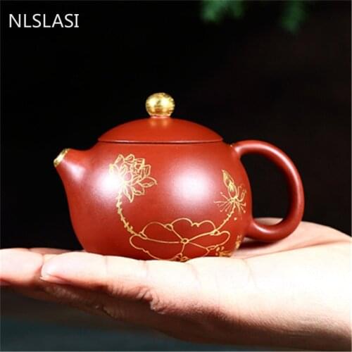 NLSLASI Yixing teapot zisha xishi tea pot Famous handmade Dahongpao mud kettle High-end purple clay drinkware gift 110ml