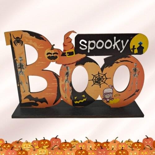 Wooden Halloween Ornaments Ghost Pumpkin Trick or Treat Pendants Festival Party Decorations for Home Door Hanging Kids Toys DIY