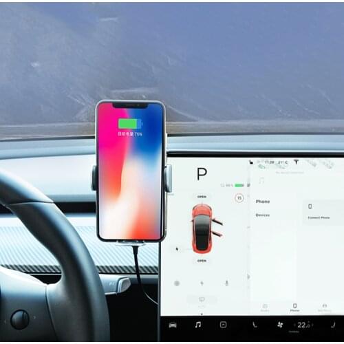 Mobile phone wireless charger holder for Tesla Model 3 multifunctional wireless charging sunglasses storage box phone holder