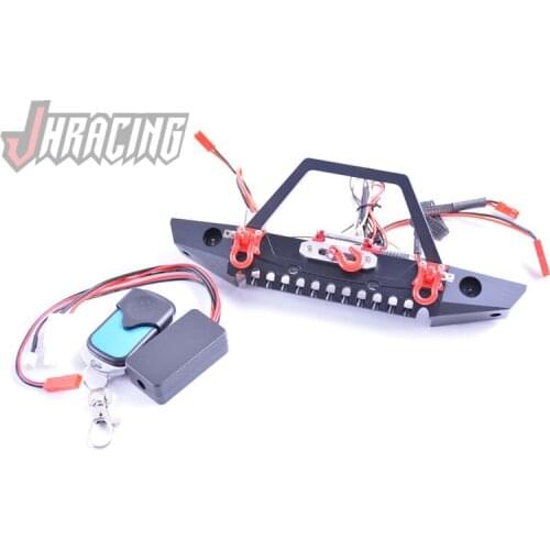 Simulated front bumper with remote control electric winch and fog light for 1:10 TRAXXAS TRX4 D90 D110 Axial SCX10 90046