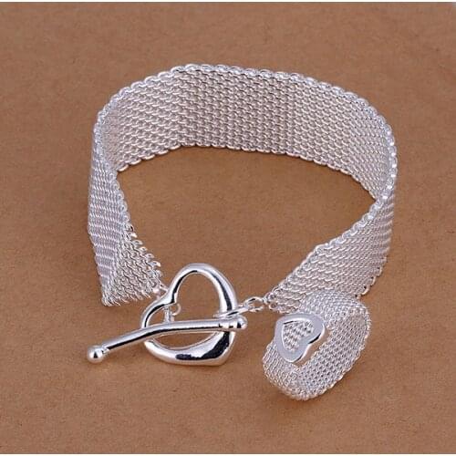 KN-S102 Free Shipping Charm Christmas Gifts Silver Color Jewelry Sets Lovely Silver Fashion Jewelry Mesh Heart TO /ajyajbfa