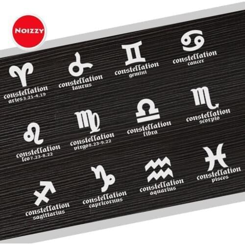 Noizzy Zodiac Sign Charms Car Sticker Pack Vinyl Auto Decal Reflective White Window Body Imac Ipad Cup Laptop Motorcycle Tuning