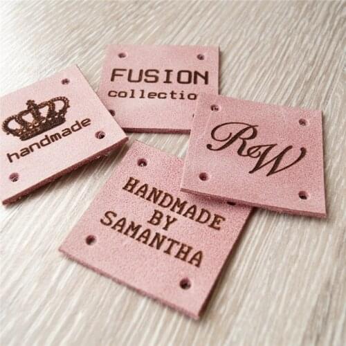 Leather sewing tags, custom labels, personalized leather labels, handmade labels, labels for knitted goods, custom label tags