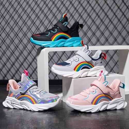 Autumn Childrens Rainbow Outdoor Sports Shoes Boys Girls Casual Sneakers Baby Breathable Running Tennis Shoes Kids Zapatilla