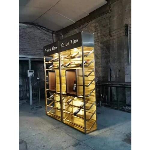 Chinafurniture Stainless Steel Constant Temperature Wine Cabinet Restaurant Winery Glass Display High-End Custom Good Quality
