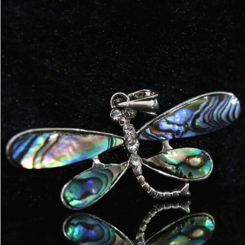 Hot natural abalone shell 21x55mm dragonfly pendant approx animal design jewelry B1113
