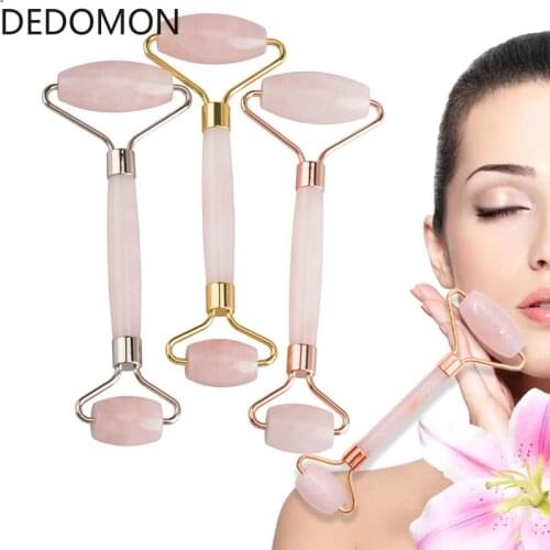 Face Lift Massager Crystal Roller Facial Massage Relaxation Jade Roller Stone Natural Rose Quartz Beauty Skin Tool Girl Gift