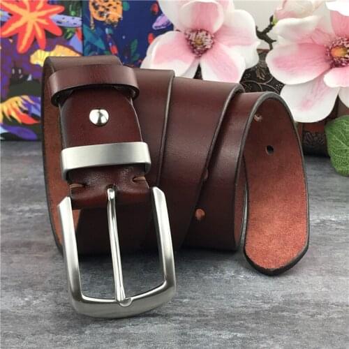 Stainless Steel Belt Buckle Luxury Leather Belt Men Super Thick Ceinture Men Belt leather genuine Mens Belt Wide Riem SBT0010