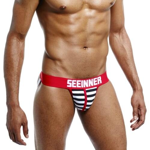 Mens Fashion underwear sexy low waist jockstraps hot sell Strips briefs boy Man love short pants tight underpants