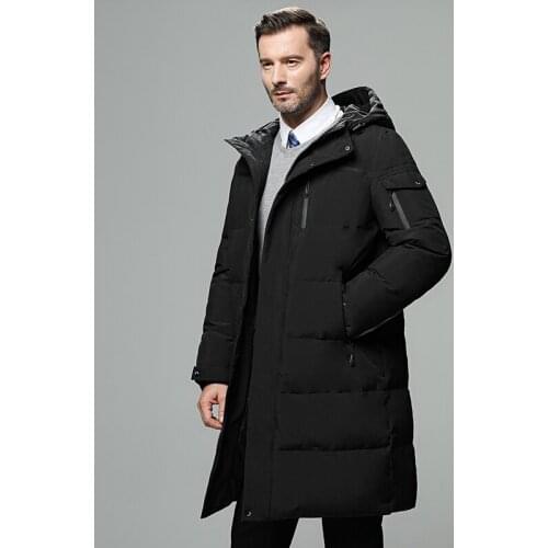 2021 New Winter Down Jacket Men Winter Coat Business MenWarm Thicken Hooded Overcoat Comfortable Male Solid Color