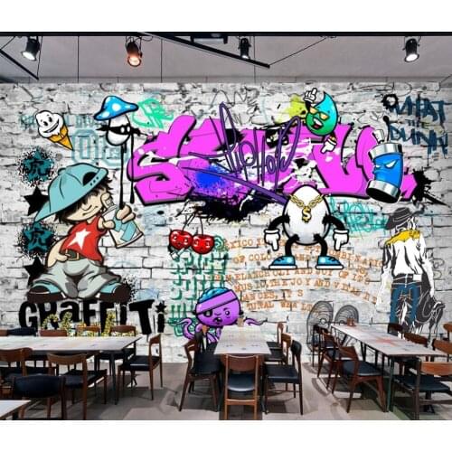 Custom mural wallpaper fashion street art graffiti hip hop brick wall decoration wall decoration wall