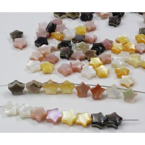 Natural Beads Freshwater Shell Carved Yellow Shell Five-pointed Star Shape Straight Hole Beads Loose Beads Charm Necklace
