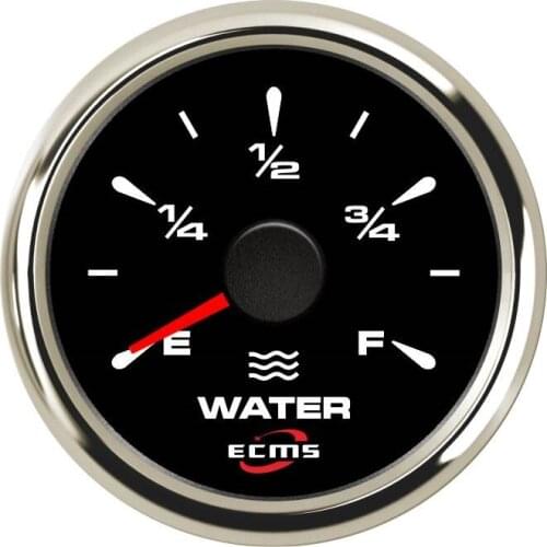 New Design Marine Boat Yacht Automotive Water Level Gauge E-F 9-32V 52mm 2 Inch 316L Chrome Bezel Black Dial 802-00009