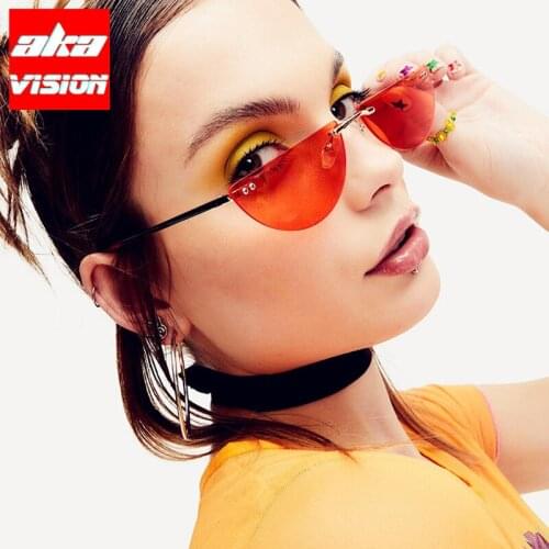AKA VISION Rimless Sunglasses Women Luxury Brand Eyeglasses Women/Men Vintage Glasses Women Mirror Gafas De Sol Mujer 2021