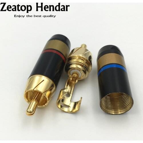20Pcs Copper RCA Male Plug Audio Cable Adapter Soldering Audio Video Phono Connector for 6.5mm Cable