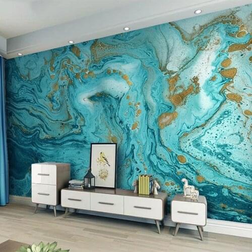 Custom Photo Wallpaper Modern Fashion Blue Abstract Ink Landscape Marble Wallpaper Living Room TV Sofa Home Decor Mural Stickers