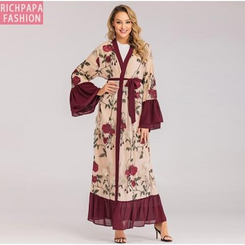 Ramadan Kimono Abaya Femme Robe Dubai Muslim Hijab Dress Kaftan Abayas Caftan Marocain Qatar Uae Elbise Turkish Islamic Clothing