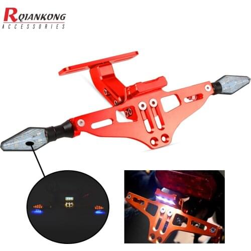 Motorcycle Adjustable License Plate Mount Holder with LED Light Bracket For Honda MSX 125 CB599 CB400 XADV X ADV 750 X11 ST 1300