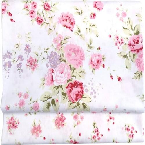 Romantic 50x40cm All Over Big Small Flowers Printed Cotton Fabric Bundle DIY sewing Doll Cloth Tablecloth