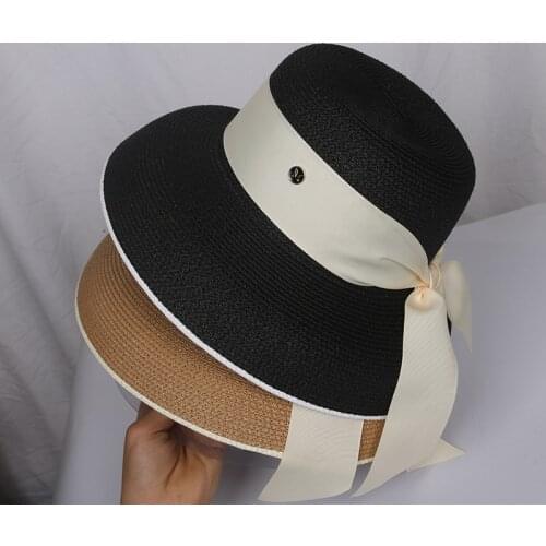 Wind Retro Beach Straw Hat Bow Female Summer Seaside Big Brim Sun Protection Sun Shade Travel Vacation Leisure Wild Big Brim Hat