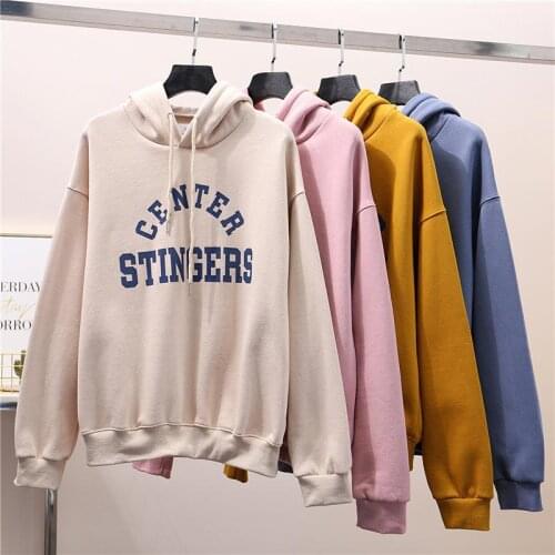 Zuolunouba 2019 Ladies Letter Print Hoodie Autumn and Winter Fashion Long Sleeve Warm Sweatshirt Women clotihng Loose Pullover
