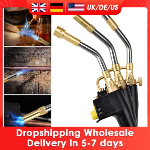 3 Nozzles Mapp Propane Gas Welding Torches Plumbing Blowtorch Soldering Iron Metal Flame Gun Soldering Welding CGA 600