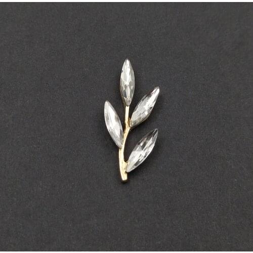 10pcs 37x15mm Metal Alloy Crystal Rhinestones Branch For Hair Accessories DIY Jewelry Making