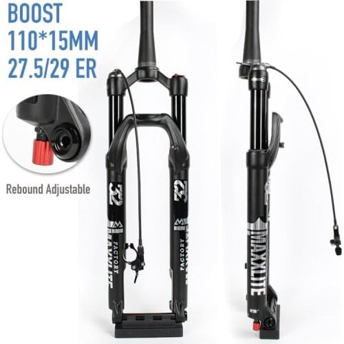 MTB Mountain Bike Air Suspension Fork 27.5 29 Inch BOOST 110x15mm Thru Axle Rebound Damping Adjustable Bicycle Shock Absorber
