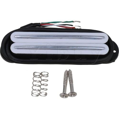 Yibuy White H010W-CR Dual Rail Blade Pickup Coil Pickup 4 Wire for Guitar